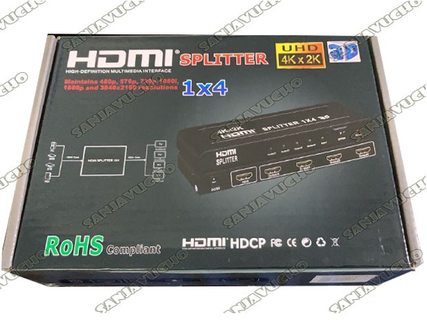 <* HDMI SPLITTER 1 X 4 DUPLICA HD 4Kx2K 3D (7303)